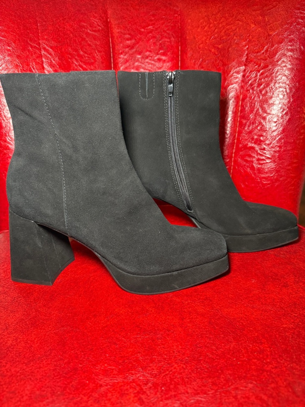 Dolce Vita Gracey Platform Ankle Boots Black Size 9 Block Heel Booties